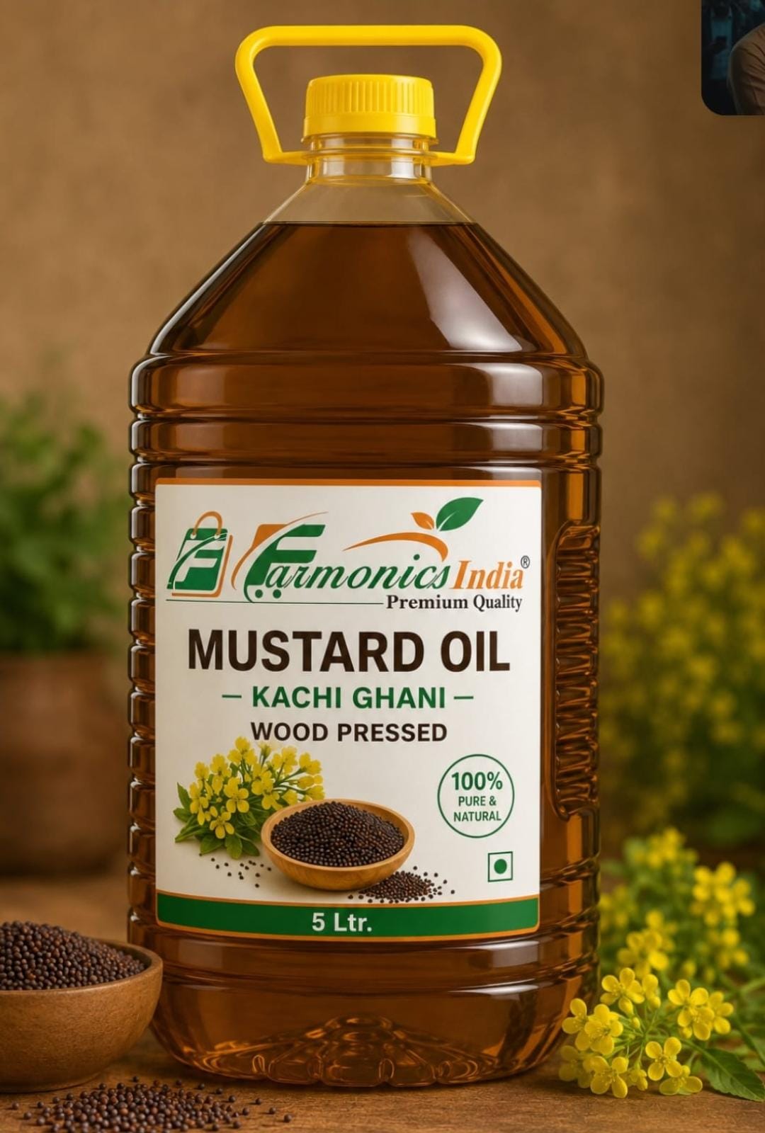 Farmonics India Mustard Oil – Kachi Ghani Wood Pressed (5 Ltr.)